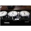 Image 2 : LOT OF 3 STAINLESS STEEL WALL CLOCKS