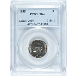 1938 JEFFERSON NICKEL, PCGS PROOF-66 NICE!