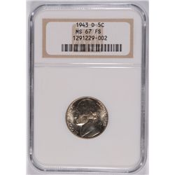 1943-D JEFFERSON NICKEL, NGC MS-67 FULL STEPS!!