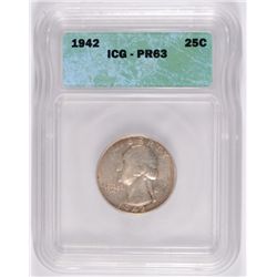 1942 WASHINGTON QUARTER ICG PROOF-63