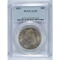 1821 BUST HALF DOLLAR, PCGS AU-55  VERY NICE