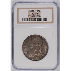 1832 BUST HALF DOLLAR NGC AU-58 NICE ORIGINAL COLOR!