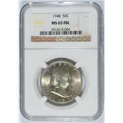 1948 FRANKLIN HALF DOLLAR, NGC MS-65 FBL