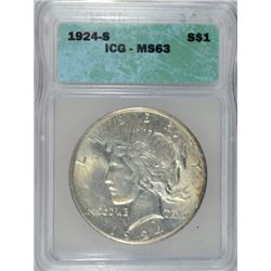 1924-S PEACE DOLLAR ICG MS-63