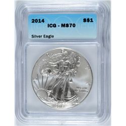 2014 AMERICAN SILVER EAGLE, ICG MS-70!   PREFECT!