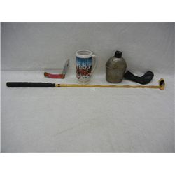 Bud Weiser Beer Mug, Pocket Knife, Gold Plated Putter,Canteen