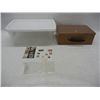 Image 1 : Plastic Storage Container .Locking Fire Proof Box no key, Misc. Stamps