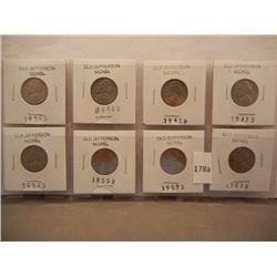 8-Jefferson Nickels 1939,40,41,47,54,55,59,63,