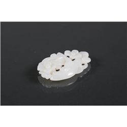 Fine Chinese White Jade Flower & Bird Ornament