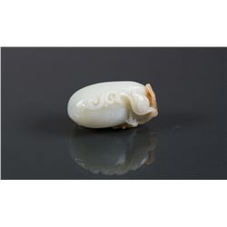 Chinese White Jade Carved Gourd & Lingzhi