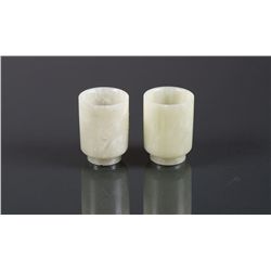 Pair of Chinese White Jade Cups