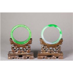 2 Pieces Chinese Green Jade Bangles