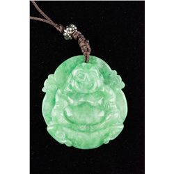 Chinese Apple Green Jadeite Pendant Carved Buddha
