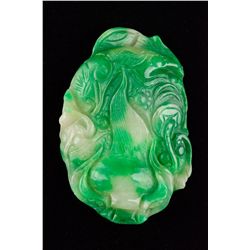 Chinese Emerald Green Jadeite Carved Cash Toad