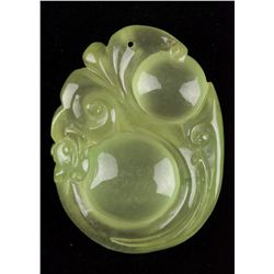 Fine Chinese Icy Green Jadeite Carved Pendant