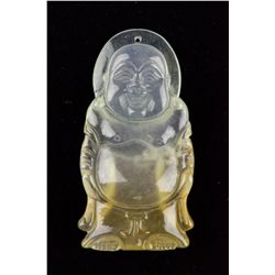 Chinese Transparent Icy Jadeite Buddha Pendant