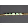 Image 2 : Emerald Green Jadeite Cabs set 18K Gold Bracelet