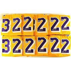 Lot of (10) Magic Johnson Signed Lakers Stat Jerseys (PSA COA)