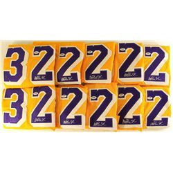 Lot of (10) Magic Johnson Signed Lakers Jerseys (PSA COA)