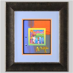 Peter Max Signed "Geometric Profile and Sailboats" Custom Framed 8" x 10" Original Acrylic Mixed Med