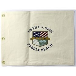 100th US Open Pebble Beach Authentic Embroidered Canvas Flag (Tiger Woods Champion)