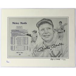 Mickey Mantle Signed Yankees 11x14 Lithograph (JSA LOA)