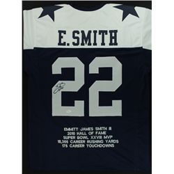 Emmitt Smith Signed Cowboys Stat Jersey (GTSM COA)