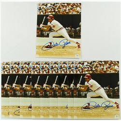 Lot of (10) Pete Rose Signed Reds 8x10 Photos (Autograph Reference COA)