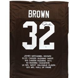 Jim Brown Signed Browns Stat Jersey (JSA COA)