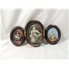 Image 1 : LOT 3 SMALL OVAL FLOWERS IN URN PAINTINGS AND SILK