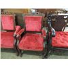 Image 1 : WOODEN RED VELVET VICTORIAN PARLOR CHAIR