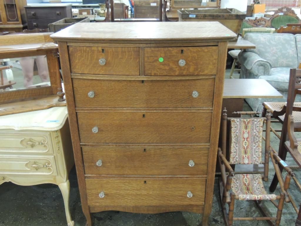 Vintage Tall Quater Sawn Oak Dresser