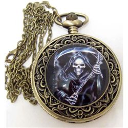 GRIM REAPER POCKET WATCH WITH CHAIN