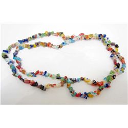 LARGE STRAND OF MILLEFIORI ART GLASS CHIPS - 33" LONG