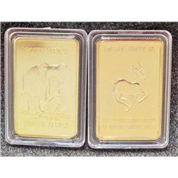 SOUTH AFRICAN ELEPHANT 1 TROY OZ. .999 GOLD CLAD INGOT BAR