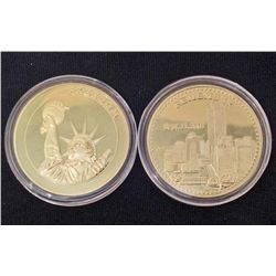 LIBERTY SEPT. 11 TWIN TOWERS NEW YORK NY GOLD CLAD COIN