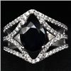 Image 1 : WHITE GOLD OVER STERLING SILVER SAPPHIRE RING - SIZE 7