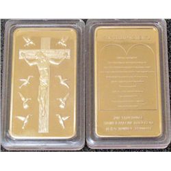 JESUS CHRIST .999 GOLD CLAD 24K LAYERED 1 OZ. BAR INGOT