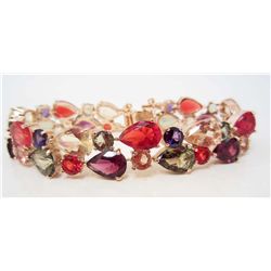 18K ROSE GOLD PLATED MULTICOLOR RHINESTONE BRACELET