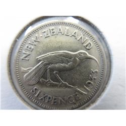 1933 New Zealand silver coin. 50% silver