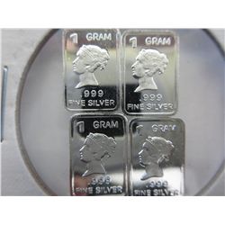 4 x .999 solid silver Queen Elizabeth bars
