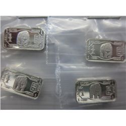 4 x .999 silver Panda bear bars