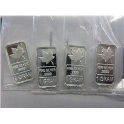 4 x .999 Canada Maple Leaf bars