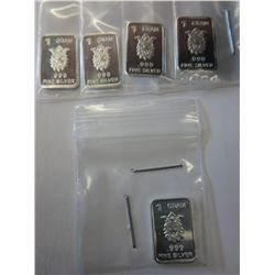 5 x .999 silver Scottsdale Lion head bars