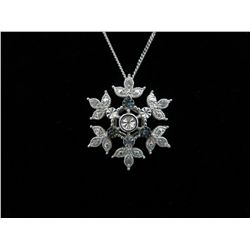 Ladies white & diamond cluster pendant