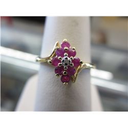 Silver & gold ruby & diamond ring