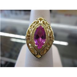 Silver & gold pink quartz & diamond ring