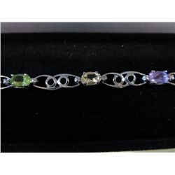 Multi-gemstone & diamond tennis bracelet