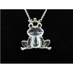 Genuine black diamond frog & crown necklace set