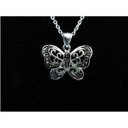 Genuine black diamond butterfly necklace set